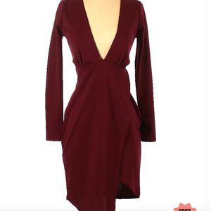 Lulu's Maroon Deep V Mini Dress